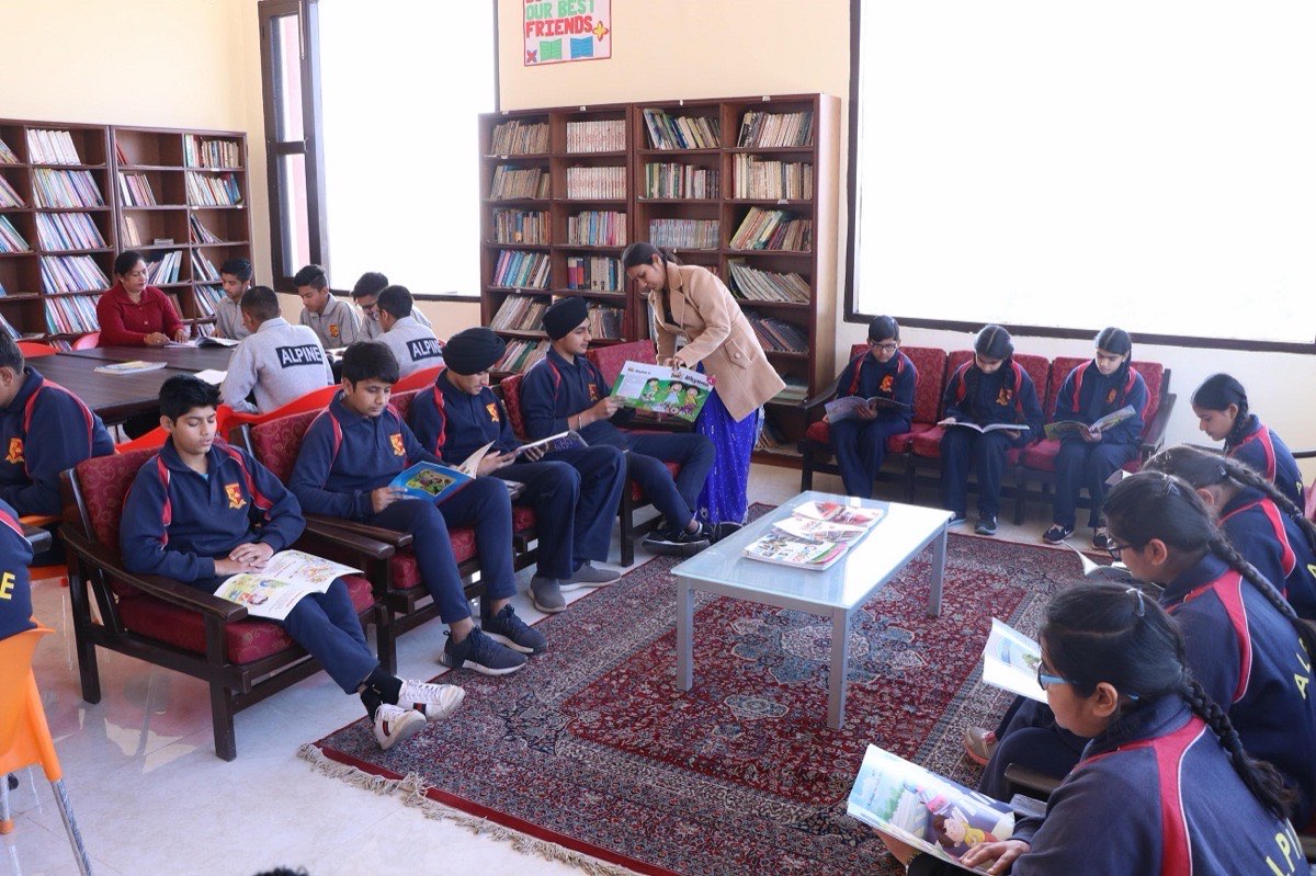 Students at Alpine International School during a study session